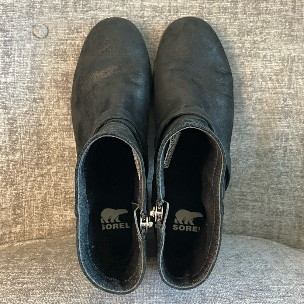 Sorel Boots Women Size 8M Black Cate Waterproof Leather Harness Buckle Zip - Picture 8 of 13